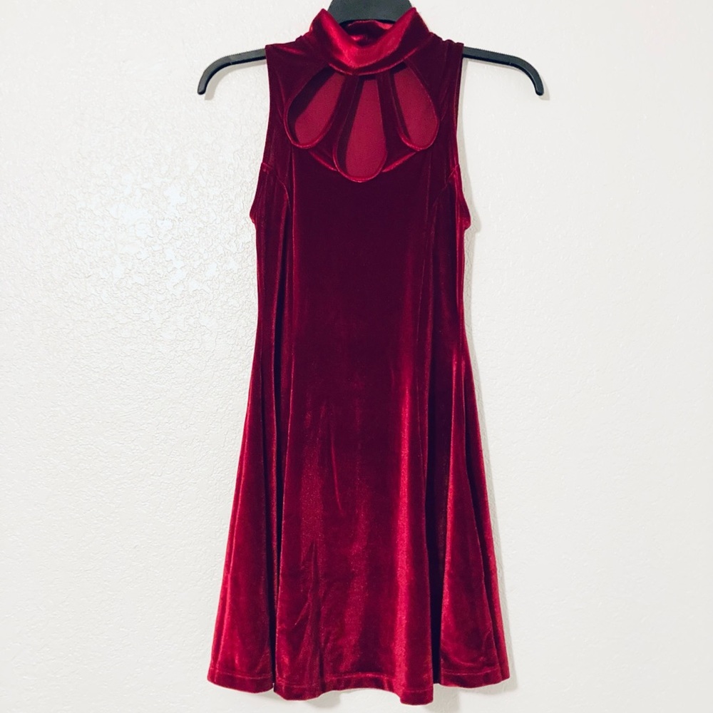 I Heart Velvet Mini Dress (Wine Red)